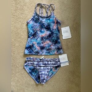 Athleta Girl Swim Tropics Tie Dye Tankini Top & Reversible Bikini Bottom NWT